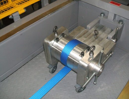 "Ribbon" or Strap grips installed inside an AJT Equipment Tensile Test Machine